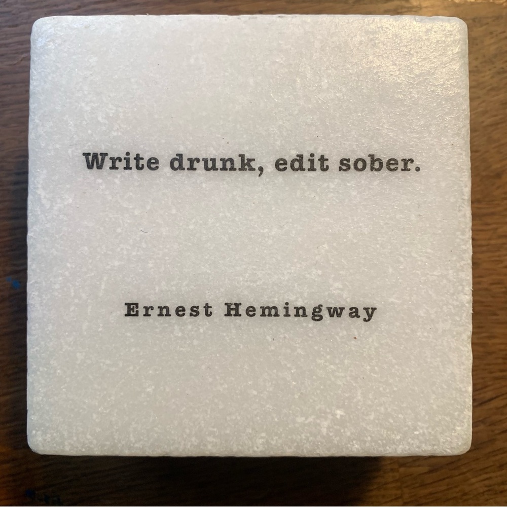 Set of Four Marble Coasters with WRITERS Quote